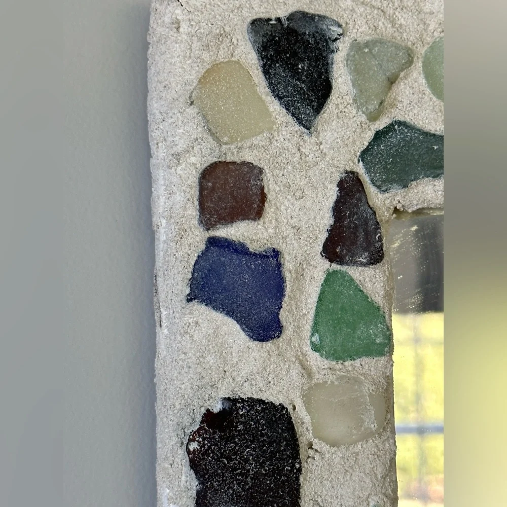 Seaglass and shell mirror. Beautiful colors!